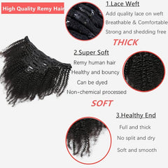 8 Pcs Afro Curly Clip In Human Hair Extensions