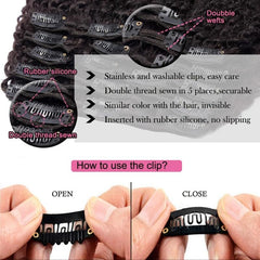 8 Pcs Afro Curly Clip In Human Hair Extensions