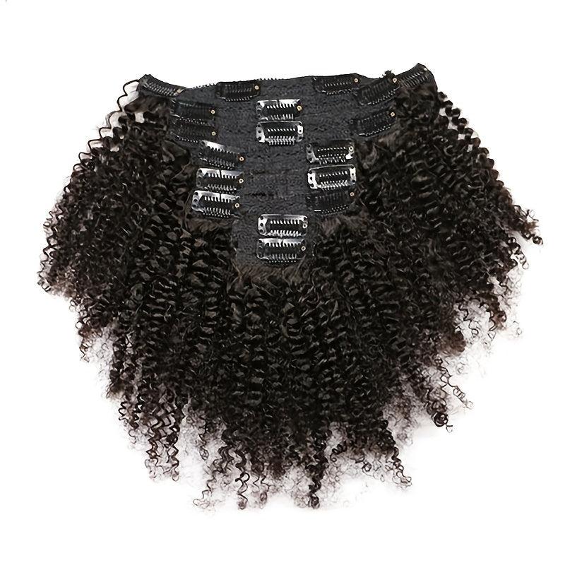 8 Pcs Afro Curly Clip In Human Hair Extensions