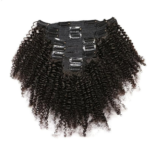 8 Pcs Afro Curly Clip In Human Hair Extensions