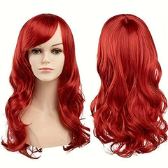Red Curly Hair Cosplay Wigs Heat Resistant Synthetic Side Part