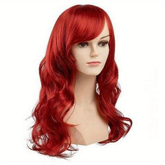 Red Curly Hair Cosplay Wigs Heat Resistant Synthetic Side Part