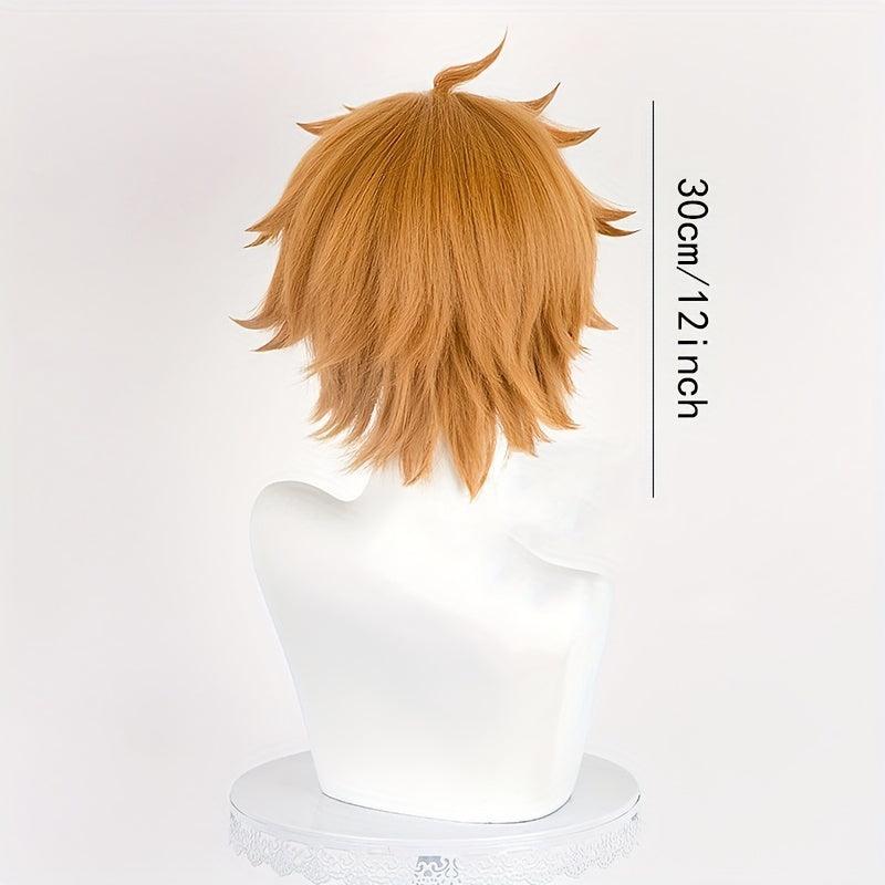 Short Spiky Brown Wig with Bangs for Anime Cosplay