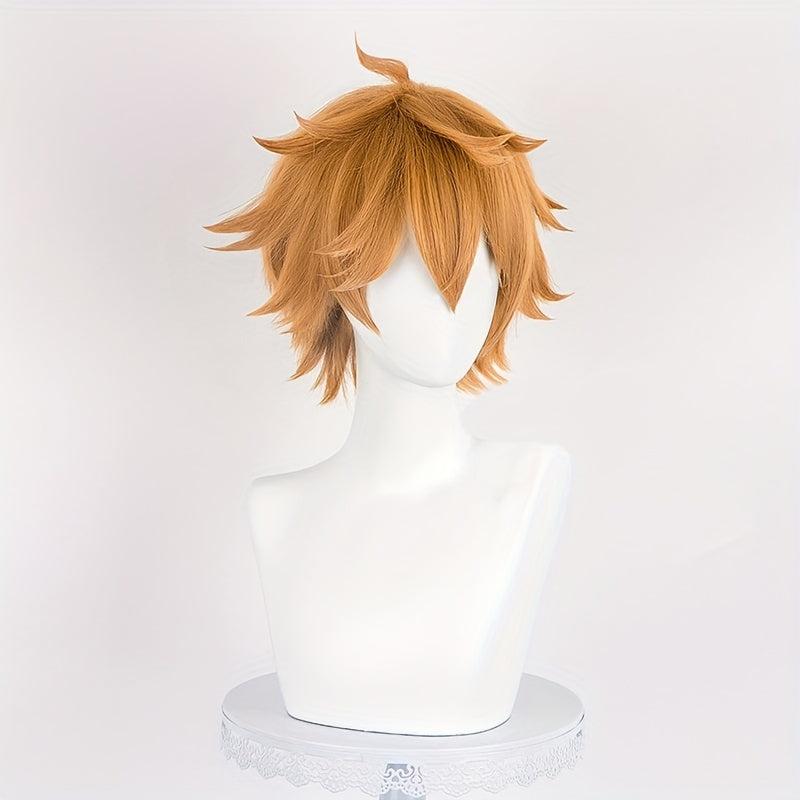 Short Spiky Brown Wig with Bangs for Anime Cosplay
