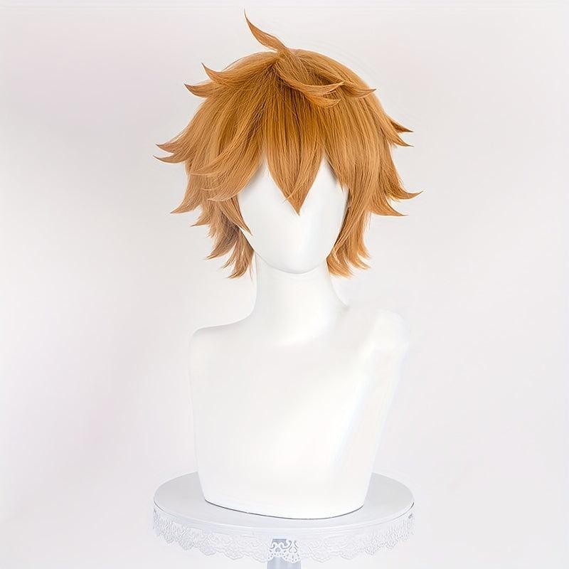 Short Spiky Brown Wig with Bangs for Anime Cosplay