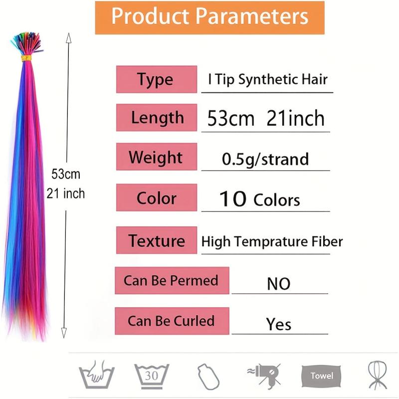 Rainbow Hair Extensions Kit 90 100 PCS I Tip Stick Hair Extensions Women