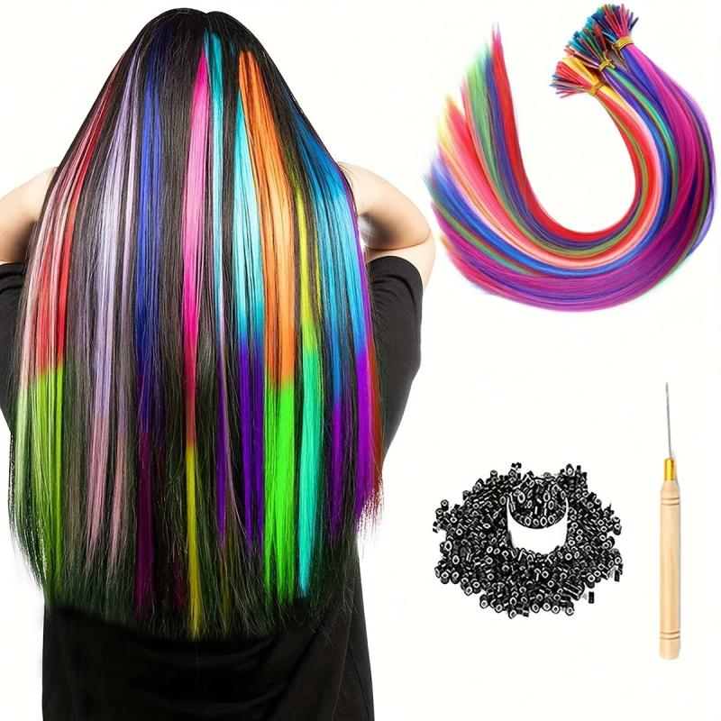 Rainbow Hair Extensions Kit 90 100 PCS I Tip Stick Hair Extensions Women