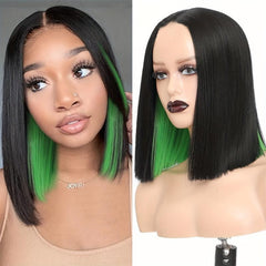 Red Highlight Bob Wig For Women Short Straight Peekaboo Wigs