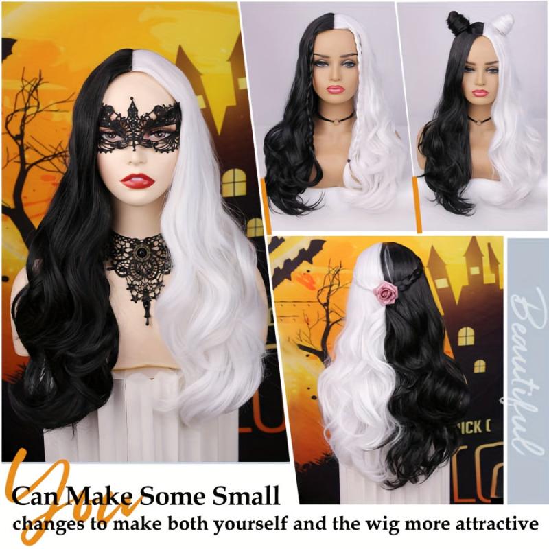 66 Cm Long Wavy Hair Curly Wig Middle Part Synthetic Heat Resistant