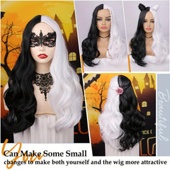 66 Cm Long Wavy Hair Curly Wig Middle Part Synthetic Heat Resistant