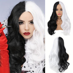 66 Cm Long Wavy Hair Curly Wig Middle Part Synthetic Heat Resistant