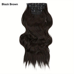 4PCS Long Wavy Brown Hair Extensions 55 88 Cm Synthetic Fiber Wig