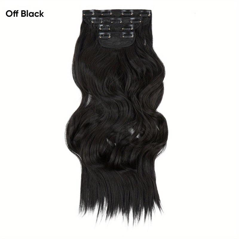 4PCS Long Wavy Brown Hair Extensions 55 88 Cm Synthetic Fiber Wig