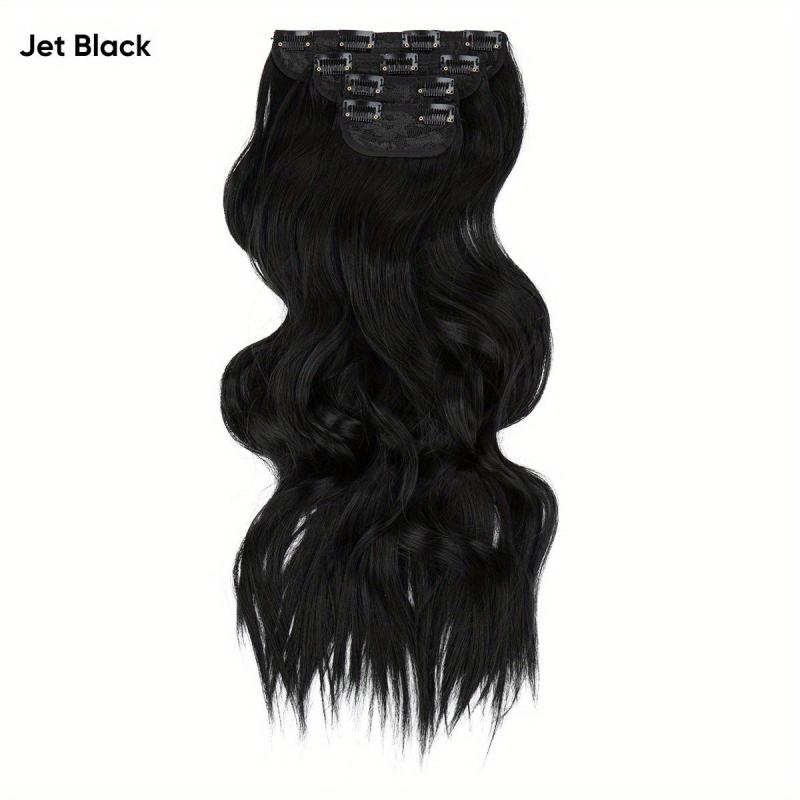 4PCS Long Wavy Brown Hair Extensions 55 88 Cm Synthetic Fiber Wig