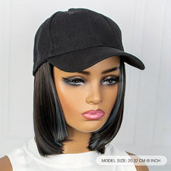 Short Bob Wig With Attached Baseball Cap
