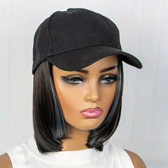 Short Bob Wig With Attached Baseball Cap