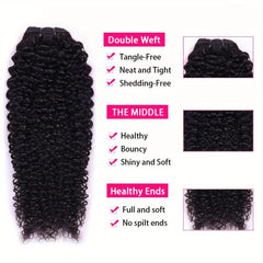 8pcs Kinky Curly Human Hair Extensions Double Weft Natural Wigs