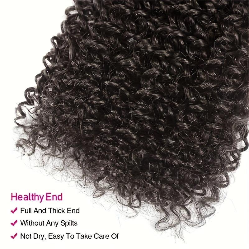 8pcs Kinky Curly Human Hair Extensions Double Weft Natural Wigs