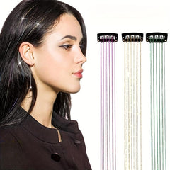 Y2K Tinsel Hair Extension 50 8 Cm Glitter Rainbow Colored Crochet Hair