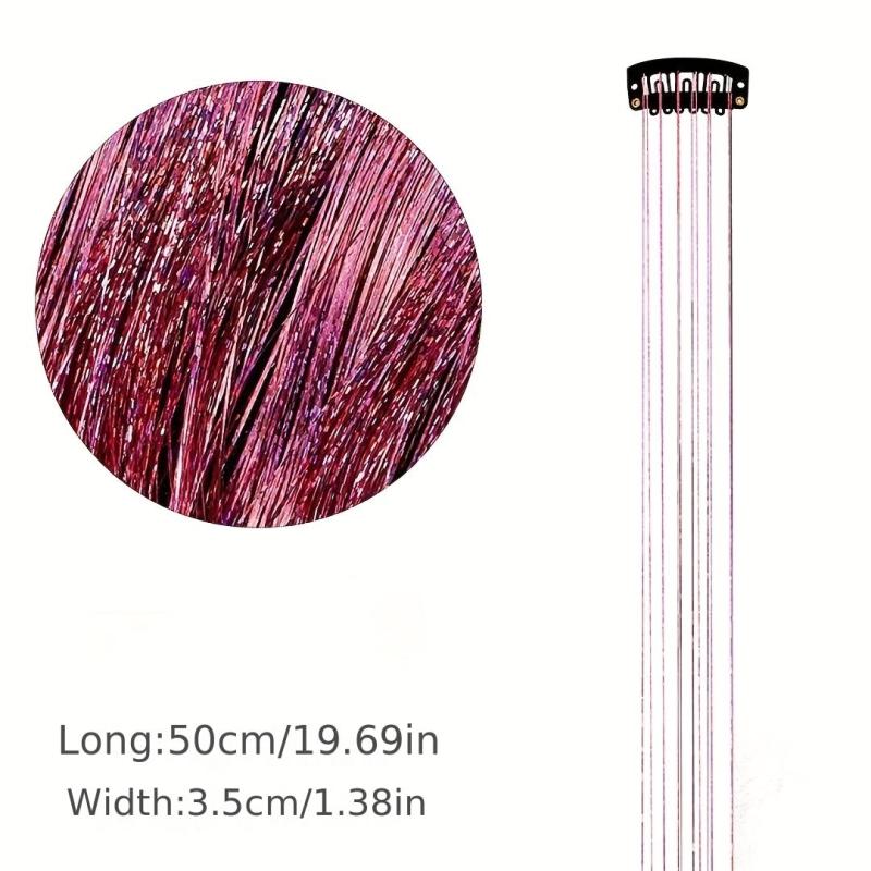 Y2K Tinsel Hair Extension 50 8 Cm Glitter Rainbow Colored Crochet Hair