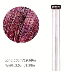 Y2K Tinsel Hair Extension 50 8 Cm Glitter Rainbow Colored Crochet Hair