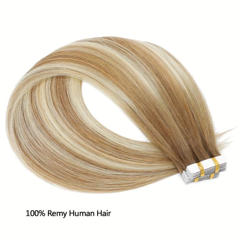 20pcs Human Hair Tape In Extensions Straight Real Hair Extensions For Women