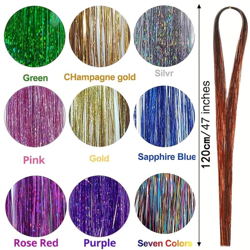 Tinsel Hair Extension Kit 12 Mixed Colors 38 cm 2400 Strands