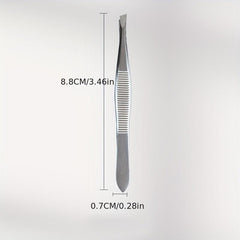 Slanted Stainless Steel Beauty Tweezers for Hair Removal and Shaping