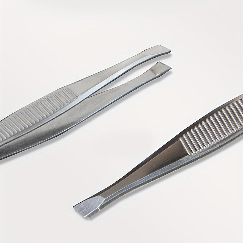 Slanted Stainless Steel Beauty Tweezers for Hair Removal and Shaping