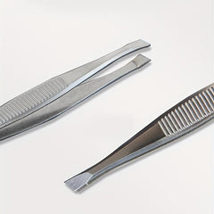 Slanted Stainless Steel Beauty Tweezers for Hair Removal and Shaping