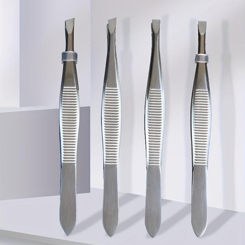 Slanted Stainless Steel Beauty Tweezers for Hair Removal and Shaping