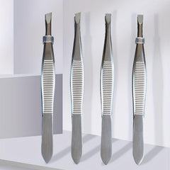 Slanted Stainless Steel Beauty Tweezers for Hair Removal and Shaping