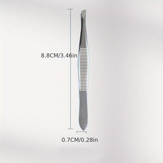 Slanted Stainless Steel Beauty Tweezers for Hair Removal and Shaping