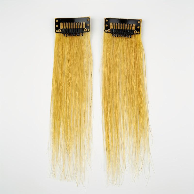 2pcs Human Hair Clip In Bangs Short Straight Neat Daily Wear Hair Extensions