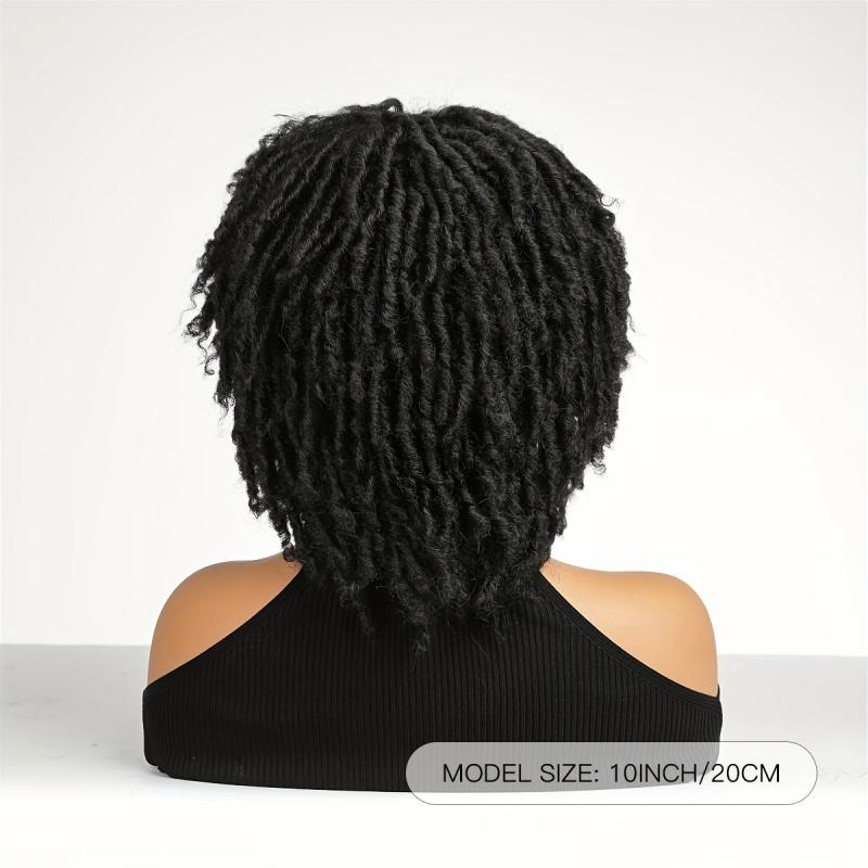 4 Cm Short Dreadlock Wigs Curly Afro Twist Hair Synthetic Fiber Wigs