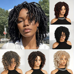 4 Cm Short Dreadlock Wigs Curly Afro Twist Hair Synthetic Fiber Wigs