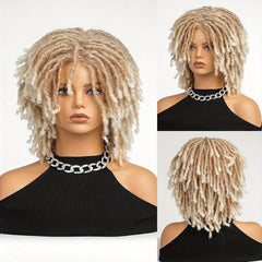 4 Cm Short Dreadlock Wigs Curly Afro Twist Hair Synthetic Fiber Wigs