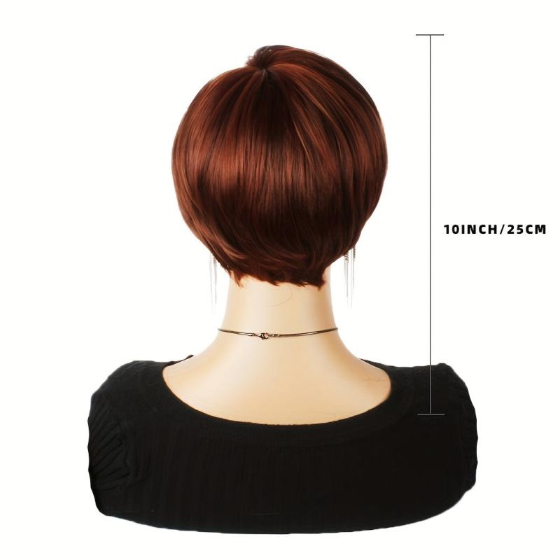 Wine Red Short Pixie Cut Wigs Short Straight Hair Wigs For Women