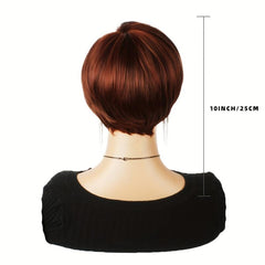 Wine Red Short Pixie Cut Wigs Short Straight Hair Wigs For Women