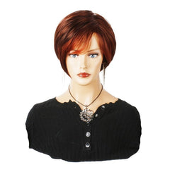 Wine Red Short Pixie Cut Wigs Short Straight Hair Wigs For Women