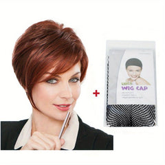 Wine Red Short Pixie Cut Wigs Short Straight Hair Wigs For Women