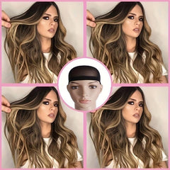 Brown Long Curly Wavy Hair Wigs 66 04 Cm Long Synthetic