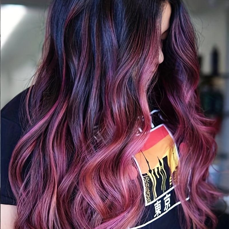 Long Straight Synthetic Wig in Green, Purple, Wine Red, Pink