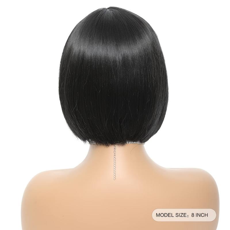 Short Bob Wig with Bangs Synthetic Replacement Hair Wigs for Daily Cosplay Party