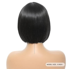 Short Bob Wig with Bangs Synthetic Replacement Hair Wigs for Daily Cosplay Party