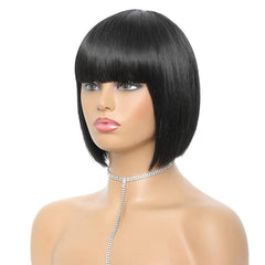 Short Bob Wig with Bangs Synthetic Replacement Hair Wigs for Daily Cosplay Party
