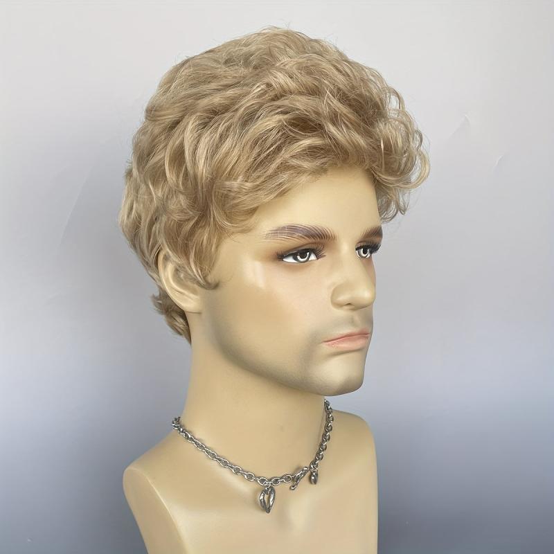 Short Straight Hair Wigs For Men Synthetic Daily Party Cosplay Use