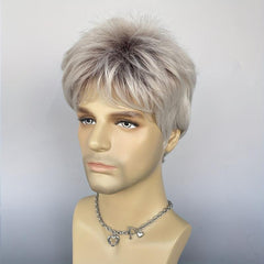 Short Straight Hair Wigs For Men Synthetic Daily Party Cosplay Use