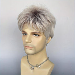 Short Straight Hair Wigs For Men Synthetic Daily Party Cosplay Use
