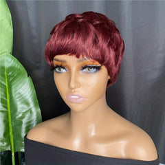 Blonde Layered Wigs With Bangs Synthetic Hair Replacement For Women